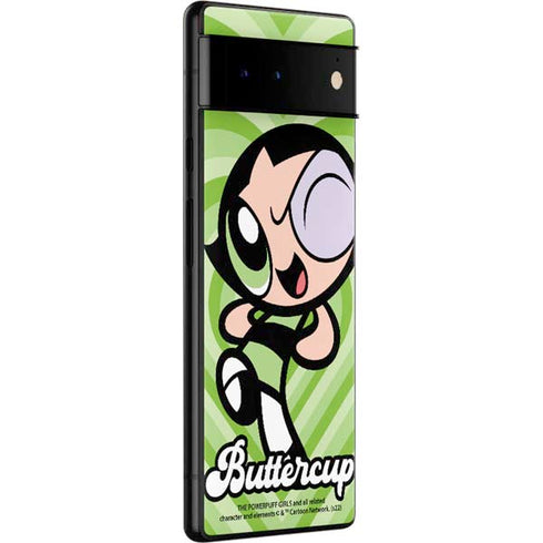 Cartoon Network Powerpuff Girls Buttercup Green Hearts Google Pixel 6 Skin